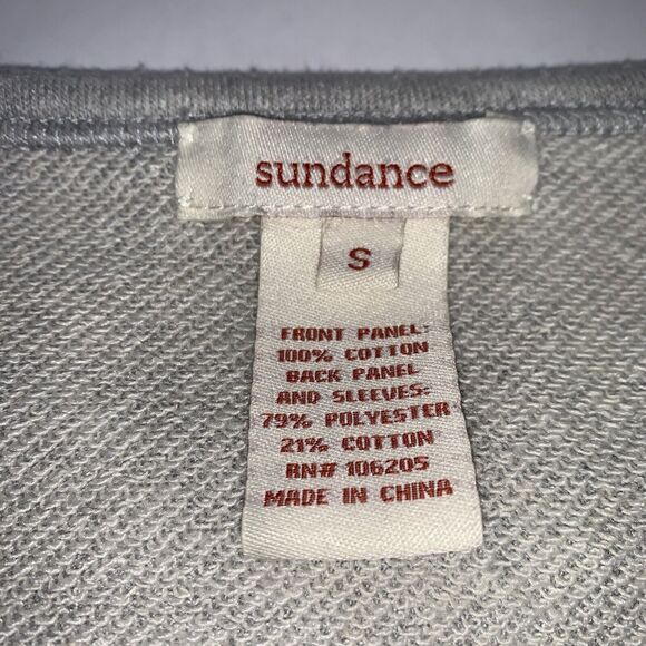 Sundance Sweater Womens Small Cable Knit Mix Media Cotton Pullover Gray Ivory - Picture 6 of 11